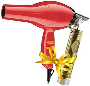 snowworld New Golden Trimmer waterproof rechargeable trimmer with 1800w dryer Grooming Kit 180 min  Runtime 4 Length Settings