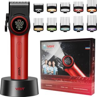 VGR V-001 Professional Salon Series Hair Clipper, 9000 RPM with DLC Diamond Coating Trimmer 260 min  Runtime 15 Length Settings