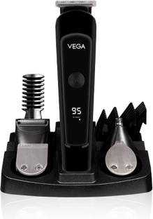VEGA 11-in-1 Ultra Multi-Grooming Set with IPX 6 Showerproof Beard/Hair Trimmer, Nose Trimmer & Body Groomer And Shaver, (VHTH-20) Trimmer 80 min  Runtime 5 Length Settings