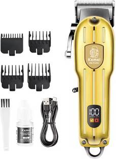 Kemei KM-802 USB Rechargeable Metal Body Hair Clipper LED Power Display Trimmer 120 min  Runtime 4 Length Settings