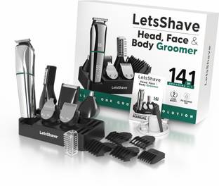 LetsShave Face and Body Groomer for Men Fully Waterproof Body Groomer 90 min  Runtime 12 Length Settings