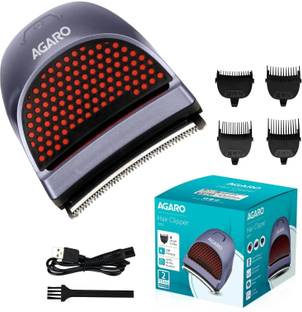 AGARO Hair Clipper 1717: Cordless, waterproof trimmer with curved blades and 4 combs Trimmer 90 min  Runtime 4 Length Settings