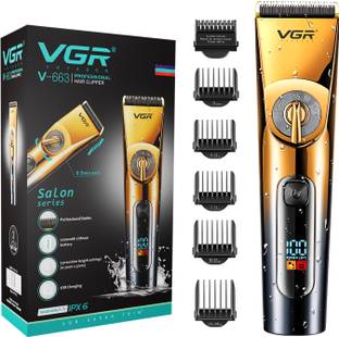 VGR V-663 Professional Hair Clipper, Digital Display, Ceramic & Titanium blades, Fully Waterproof Trimmer 200 min  Runtime 11 Length Settings