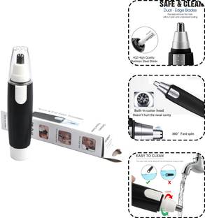 Gridlab Battery-Operated Dual-edge Blades Waterproof Man Professional Nose and Ear Hair Trimmer 70 min  Runtime 0 Length Settings