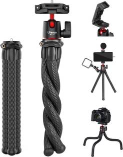 Hiffin UL (ANZI) Camera Tripod, Mini Flexible Tripod Stand with Hidden Phone Holder w Cold Shoe Mount, 1/4'' Screw for Magic Arm, Universal for i Phone 11 Pro Max XS Max X 8 7 Sam Sung Can on Tripod