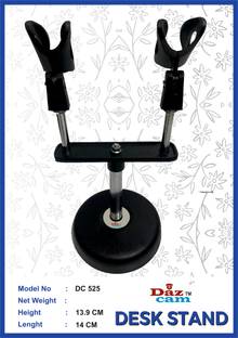 Daz Cam Table top mini mic stand METAL BODY 6 IN Metal finish Universal 2 Two Mic Holder Monopod