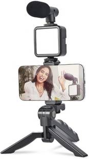 DHAN GRD AY-49 Vlogging Kit with Remote, Mic, Tripod Stand, LED Light, Phone Holder Clip Monopod, Tripod Kit