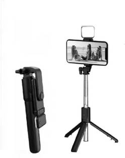 DHAN GRD R1S 3-in-1 Bluetooth Selfie Sticks with Flash, Detachable Wireless Remote Monopod, Tripod, Tripod Kit