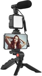 DHAN GRD AY-49 Vlogging Kit with Microphone Tripod Stand and LED Light Vloging Kit Monopod, Monopod Kit, Tripod, Tripod Kit