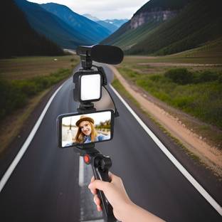FRONY S95_Video kit Complete Vlogging Kit with Bluetooth Remote & LED Light Tripod Kit