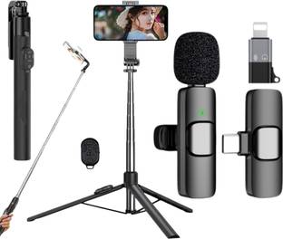 GADGETSWEAR (Combo with Wireless Mic) Selfie Stick with Tripod Stand, Bluetooth Selfie Stick
