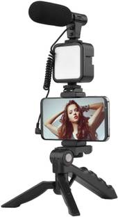 KSD Best Buy Vlogging Kit Camera Phone Tripod Led Light Selfie Stick With Microphone Tripod Kit