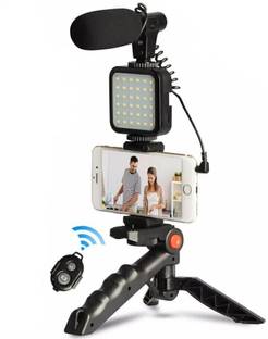 MJ Hub Mobile Vlogging Kit with Microphone Tripod Stand and LED Light Vlogging Mobile Tripod Kit
