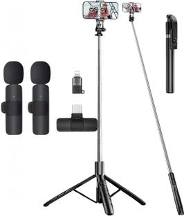 GADGETSWEAR (Combo Y17 With K9 Wireless Mic) Selfie Stick with Tripod, 360 Degree Rotating Tripod Kit
