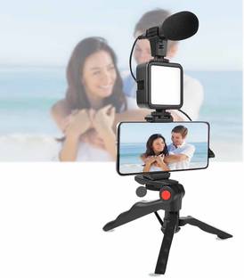 AMUSING Best Mobile Vlogging Kit with Microphone Tripod Stand and LED Light Vlogging Monopod Kit, Tripod Kit