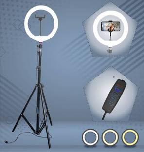 SHINEON 10 " Big LED Ring Light with 7 Ft Tripod Stand & mobile holder for video Making Tripod Kit