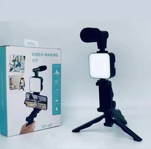 Samtronics Youtube/Instagram Video Making tool Video Tripod Stand LED Light & mobile Holder Tripod Kit