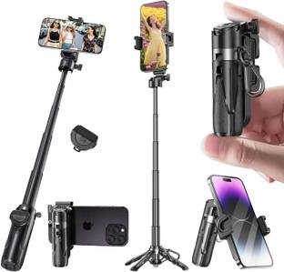 FKU Stainless Steel P15 Retractable Mini Pocket Selfie Stick With Remote Bluetooth Tripod, Monopod