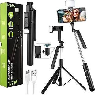 Sconzi R16S 360° Rotation Long Selfie Stick with Light Tripod, Monopod Kit, Tripod Kit