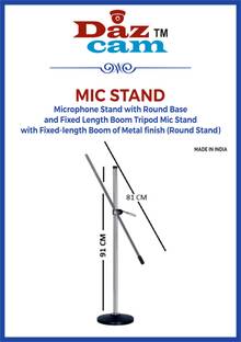 Daz Cam Brand Microphone Stand with Round Base and Fixed Length Boom Tripod Mic Stand Tripod
