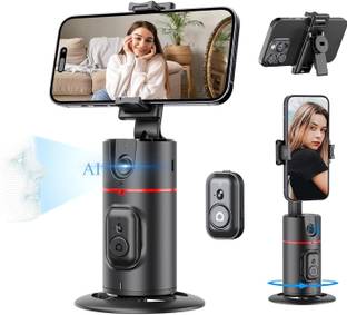Alpha Electronics Rechargeable Auto Face Tracking Tripod with Remote, 360 Degree Rotation Auto Single Gimbal for Camera, Mobile