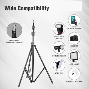 Digimate 6 Feet Height Adjustable Aluminum Alloy Portable Light Stand for Ring Light Tripod Ball Head