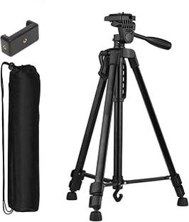 Vaisno Electronic 3336 Aluminum Tripod, Lightweight Tripod with Mobile Phone Holder mount Tripod