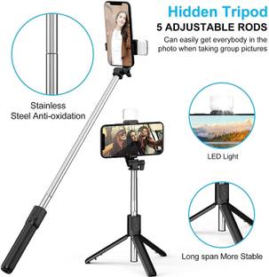 Worricow TOP QUALITY 3-in-1 Bluetooth Selfie Sticks Light Multifunctional Phone Holder Tripod, Tripod Ball Head, Tripod Kit
