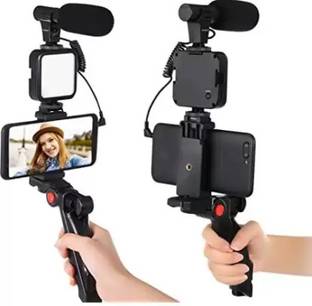 Slither Mobile Vlogging Kit with Microphone Tripod Stand and LED Light Vlogging Mobile Tripod
