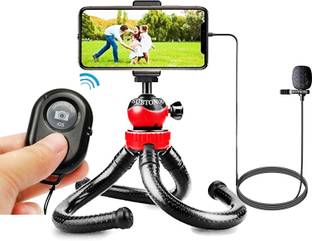 subton Photography Mobile & Camera Holder Gorilla Tripod Camera Stand with Bluetooth Selfie Remote & Collar Mic | for Vlogging, Video Shooting, YouTube etc Compatible with All Mobile Phones, Cameras Tripod, Tripod Ball Head, Tripod Bracket, Tripod Clamp, Monopod, Tripod Kit
