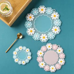 Puno Silicone Hot Pot Holder/Hot Mat/Dining table mat(3 set) S-9cm,M-15cm,L-19cm) mat finish Trivet
