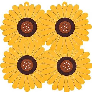 Besillia Silicone Mat for Hot & Cold Pot - Cute Sunflower Shaped Table mat Waterproof, Protect Your Furniture from Damage,Yellow Trivet