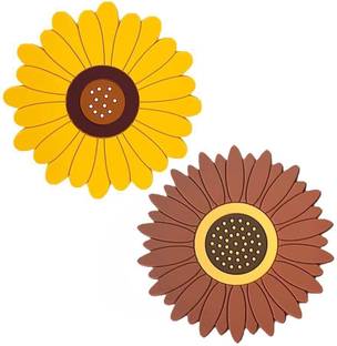 openZest Flexible Durable Non Slip Silicone Sunflower Trivet Mats for Hot Mug and Glasses silicone Trivet