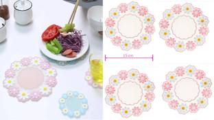 Puno Silicone Hot Pot Holder/Silicon Hot Mat/Dining table mat(Set of 4) mat finish Trivet