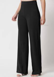 Regular Fit Women Black Trousers