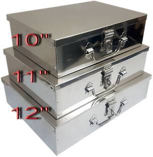 JAYCO Stainless Steel Storage Trunk Set of 3 pieces - Medium - 10", 11" and 12" Metal Box