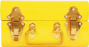 INDIAN ARTISANS METAL GIFT TRUNK/ GIFT BOX/ HAMPER (medium, yellow) Metal Trunk
