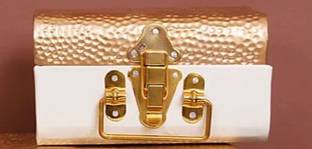 INDIAN ARTISANS METAL GIFT TRUNK/ HAMMERED METAL GIFT BOX/ With Golden Handle/ 8 INCH Metal Trunk