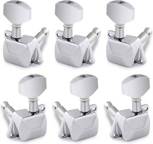 AMG Music Guitar Tuning Peg Silver for Acoustic Guitar Parts Tuners Keys 3R+3L - (6 PCS) Manual Analog Tuner