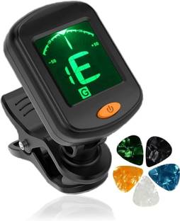 Urban Infotech 360 degree Rotational Electronic Highly Accurate Clip-on Digital Tuner Easy to Use for Acoustic and Electric Guitar Bass Violin Ukulele with 5 Pcs Picks Manual Digital Tuner