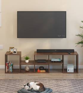 BLUEWUD Petel Versatile TV Unit with 6 Compartments Adjustable L-Shaped Shelves DIY 65" Engineered Wood TV Entertainment Unit