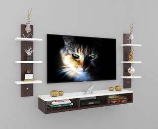 Deco India Wooden TV Unit Wall Mounted for Wall & Living Room (Brown & White) Big_cabinet Engineered Wood TV Entertainment Unit