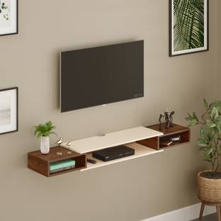 BLUEWUD Toska Large TV Stand with Storage Shelves for Decor Display Upto 50 Inches Engineered Wood TV Entertainment Unit