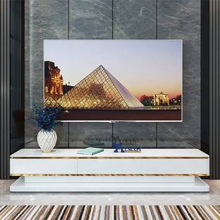 KDINTERIORS White TV Media Console with Storage 3 Drawers for PU paint TVs Up to 85" Engineered Wood TV Entertainment Unit