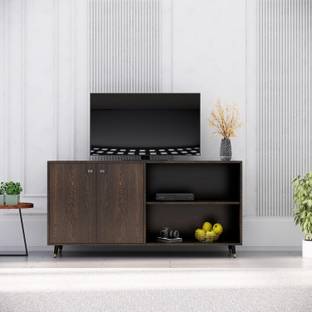 Hexa Red Floor Mount TV Unit for Living Room, Bedroom Unit Cabinet Ideal for TV Upto 65" Engineered Wood TV Entertainment Unit