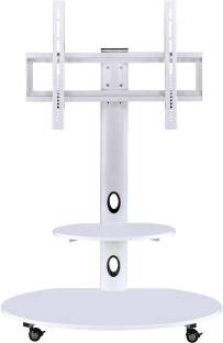 Dekka Height Adjustable TV Trolley cart Movable Portable Rolling TV Stand with Wheels Metal TV Entertainment Unit