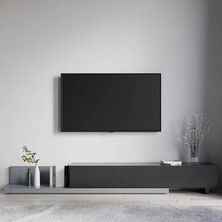 NG Decor Modern Extendable TV Stand Black and Gray Media Console with 3-Drawer Engineered Wood TV Entertainment Unit