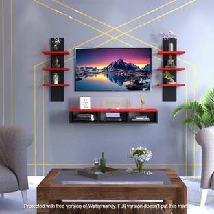 icrush Set Top Box Stand TV Unit Black & red Engineered Wood TV Entertainment Unit