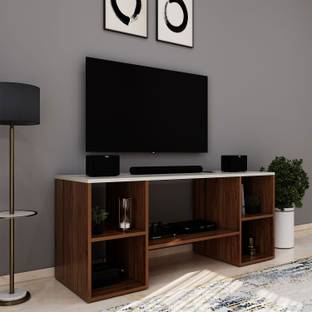 HOMEEASY Wood Tv Unit for Living Room Floor Standing Tv Cabinet with Storage Shelf Engineered Wood TV Entertainment Unit