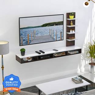 BLUEWUD Primax TV Unit with Storage Shelves for Decor Display Upto 50 Inches Engineered Wood TV Entertainment Unit